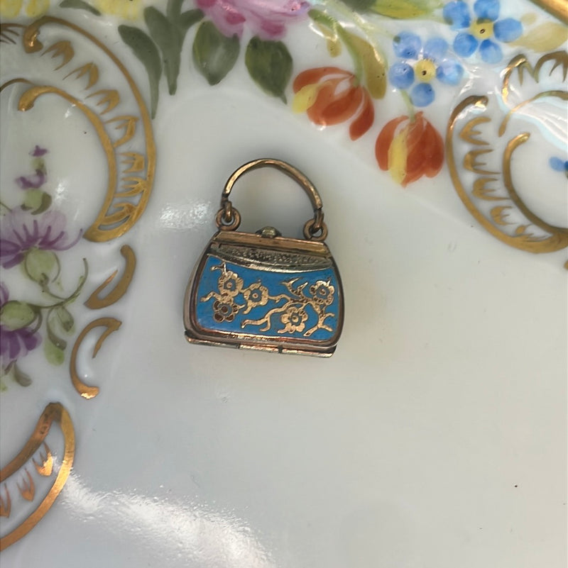 Enamel Purse Locket - Gold Filled - Antique