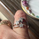 Diamond Star Trilogy Ring - 10k White Gold - Vintage