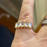 Moonstone Five Stone Ring - 9K Gold - Vintage