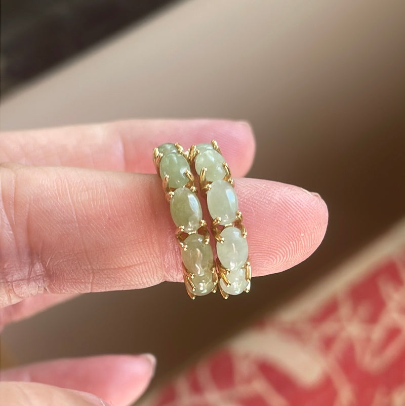 Jade Hoop Earrings - 14k Gold - Vintage