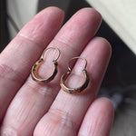 Angled Hoop Earrings - 9K Rose Gold - Vintage