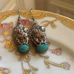 Turquoise Dragon Earrings - Sterling Silver - Vintage