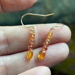 Padparadscha Sapphire Earrings - Mandarin Garnet - 14k Gold - Handmade