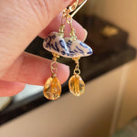 Mouse Earrings - Citrine and Peridot - Gold Filled - Handmade