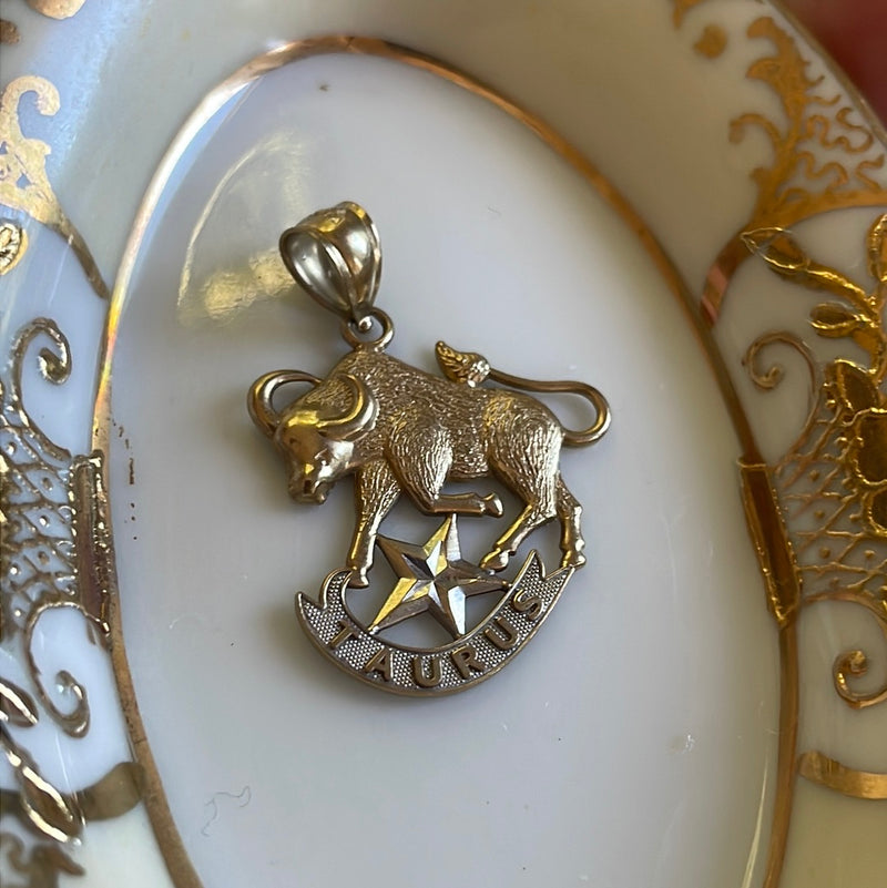 Taurus Pendant - 10k Gold - Vintage