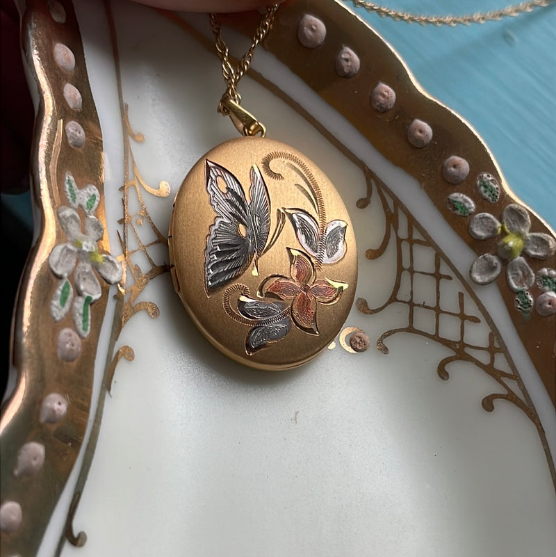 Butterfly Locket - Gold Filled - Vintage