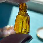 Carved Amber Man Pendant - Vintage