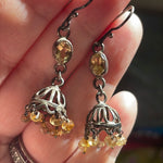 Citrine Chandelier Earrings - Sterling Silver - Vintage