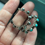 Turquoise Hoop Earrings - Native American - Sterling Silver - Vintage