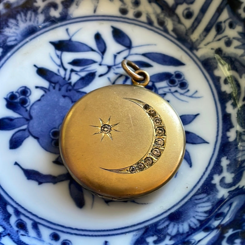 Moon Locket - Gold Filled - Victorian - Antique