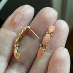 Coral Hoop Earrings - 14k Gold - Vintage