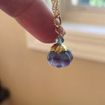 Carved Fluorite Pumpkin Necklace - Gold Filled - Handmade