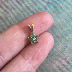 Emerald Diamond Flower Pendant - 10k Gold - Vintage
