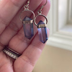 Point Crystal Earrings - Sterling Silver - Vintage