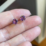 Amethyst Stud Earrings - 14k Gold - Vintage