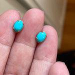 Turquoise Stud Earrings - 10k Gold - Vintage