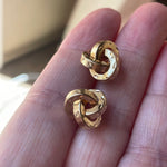 Engraved Knot Earrings - 14k Gold - Vintage