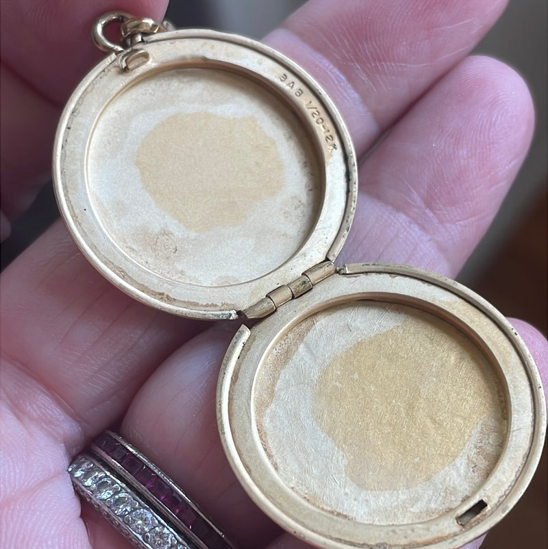 Engraved Flower Locket - Gold Filled - Antique