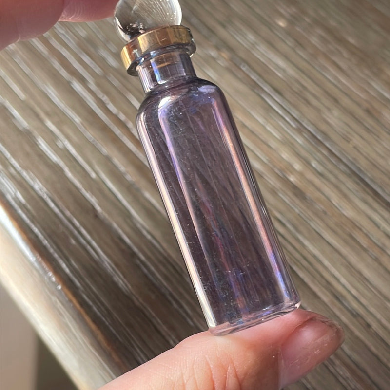 Mini Glass Bottle - Purple - Vintage