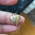 Engraved Dainty Heart Locket - 9k Gold - Vintage