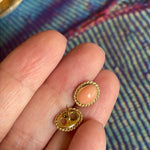 Coral Earrings - Rope Bezel - 14k Gold - Vintage