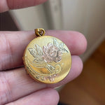 Rose Gold Flower Locket - Yellow Gold Filled - Vintage