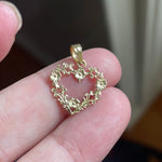 Flower Heart Pendant - 14k Gold - Vintage