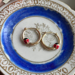 Enamel Ladybug Hoop Earrings - 14k Gold - Vintage