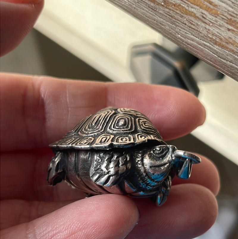 Turtle Locket - Sterling Silver - Vintage