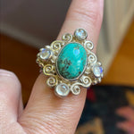 Turquoise Moonstone Ring - Sterling Silver - Vintage
