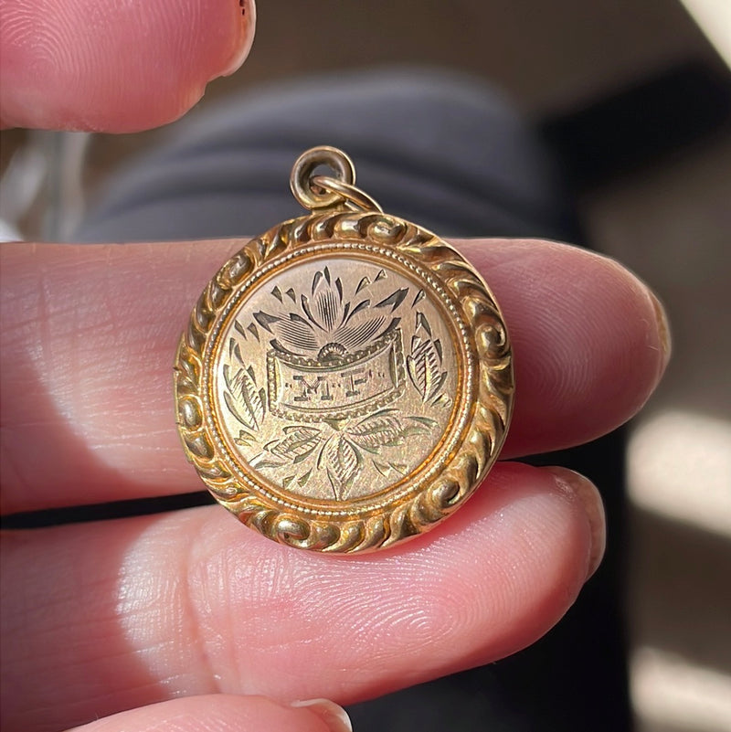 Engraved Locket - MP Initials - Gold Filled - Vintage