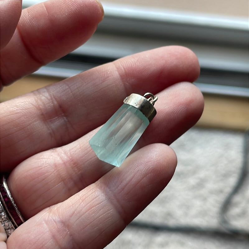 Aquamarine Pendant - Sterling Silver - Vintage