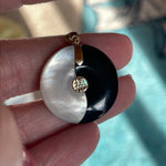 Yin Yang Pendant - Onyx and Mother of Pearl - 14k Gold - Vintage
