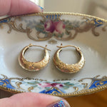 Starry Gold Hoop Earrings - 14k Gold - Vintage