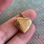 Heart Flower Locket - 14k Gold - Vintage