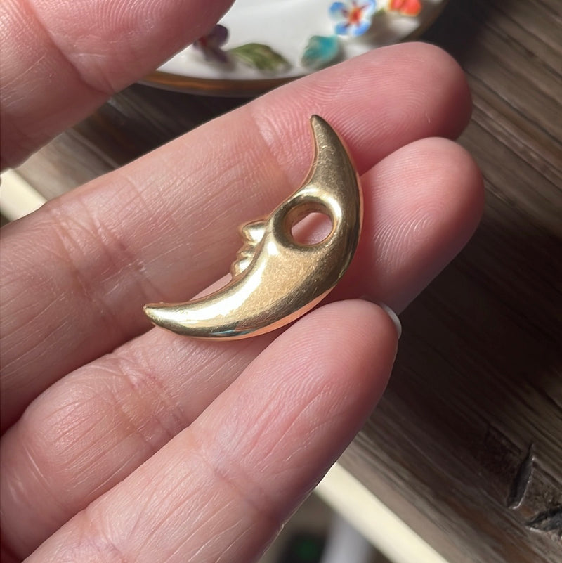 Puffy Moon Pendant - 14k Gold - Vintage