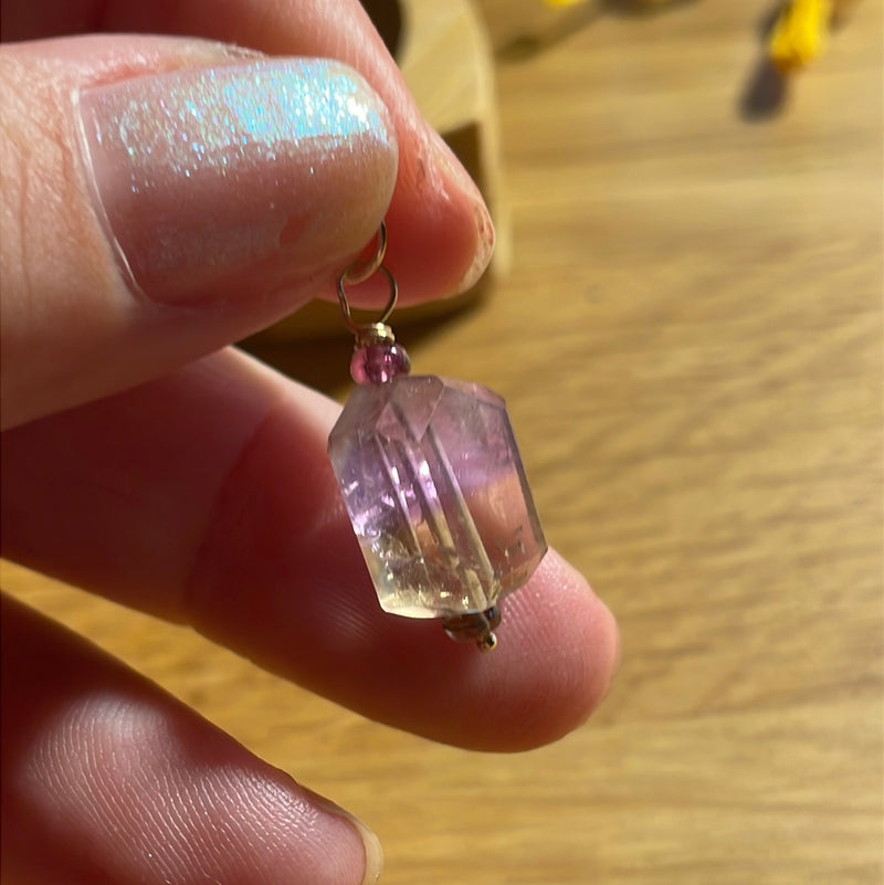 Ametrine Pendant - Tourmaline Accents - 14k Gold - Handmade