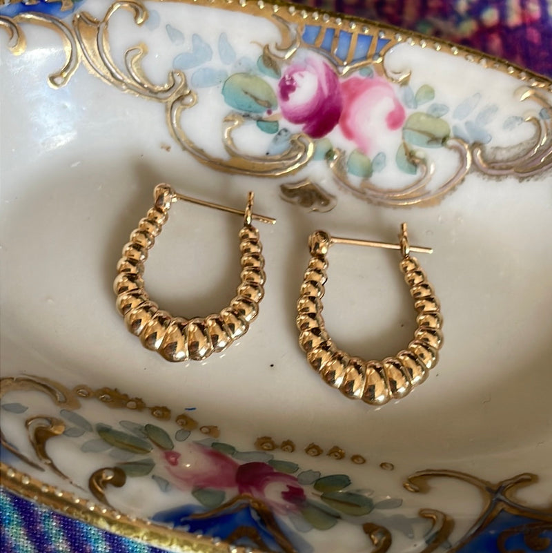 Bubble Hoop Earrings - 14k Gold - Vintage