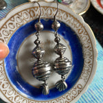 Large Beaded Earrings - Sterling Silver - Vintage