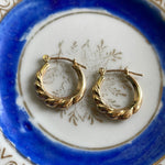 Ruffled Hoop Earrings - 14k Gold - Vintage