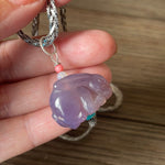 Carved Agate Rabbit Talisman - Turquoise - Opal - Sterling Silver - Handmade