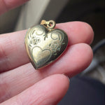 Engraved Heart Locket - Gold Filled - Vintage