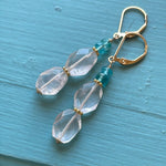 Rose Quartz Apatite Earrings - Gold Filled - Handmade