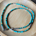 Turquoise Heishi Necklace - Sterling Silver - Handmade
