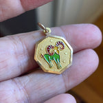 Aries Ram Zodiac Pendant - Enamel - 9k Gold - Vintage