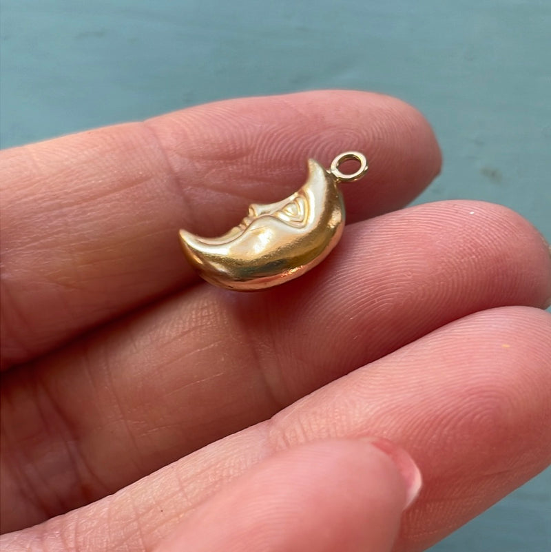 Puffy Moon Pendant - 14k Gold - Vintage