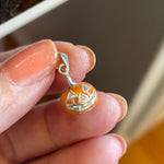 Enamel Pumpkin Pendant - Sterling Silver - Vintage