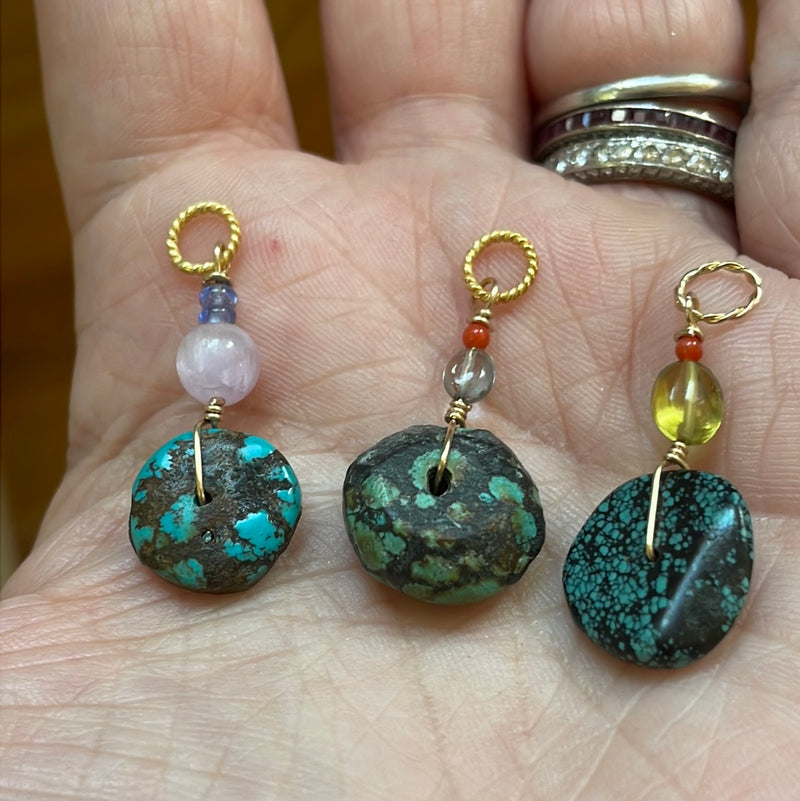 Turquoise Talismanic Pendants - Gemstones - Gold Filled - Handmade (sold individually)