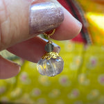 Carved Fluorite Pumpkin Pendant - Gold Filled - Handmade