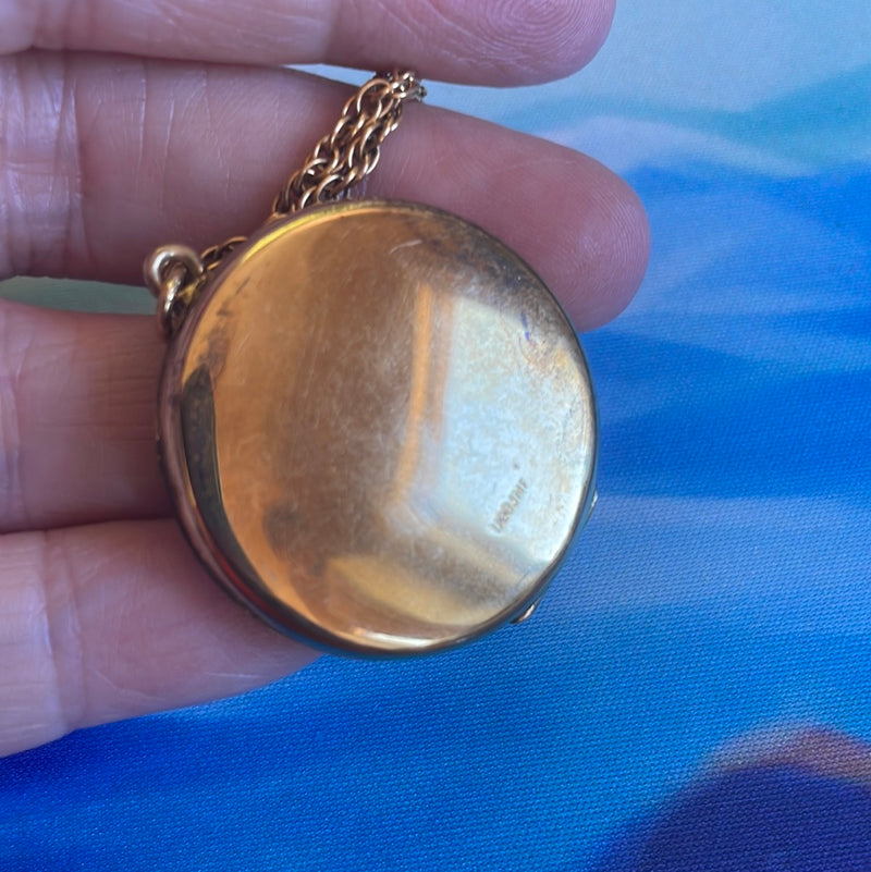 Engraved Flower Locket - Gold Filled - Antique